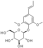 结构式 CAS# 645414-25-1, 2,6-二甲氧基-4-(1E)-1-丙烯基苯基 beta-D-吡喃葡萄糖苷