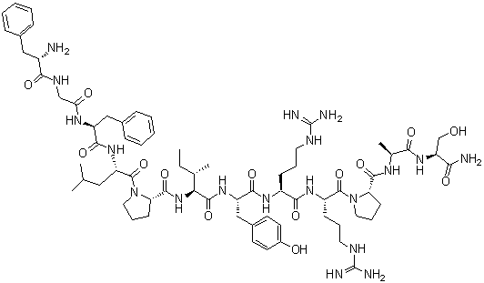 structure of CAS# 64704-41-2, Granuliberin R;L-Phenylalanylglycyl-L-phenylalanyl-L-leucyl-L-prolyl-L-isoleucyl-L-tyrosyl-L-arginyl-L-arginyl-L-prolyl-L-alanyl-L-serinamide