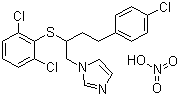 structure of CAS# 64872-77-1, Butoconazole nitrate;1-[4-(4-Chlorophenyl)-2-(2,6-dichlorophenyl)sulfanyl-butyl]imidazole nitrate
