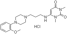 结构式 CAS# 64887-14-5, 盐酸乌拉地尔; 6-[[3-[4-(2-甲氧基苯基)-1-哌嗪基]丙基]氨基]-1,3-二甲基尿嘧啶盐酸盐