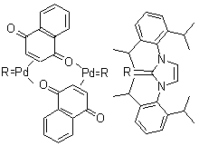 结构式 CAS# 649736-75-4, 二聚[1,3-双(2,6-二异丙基苯基)咪唑-2-亚基(1,4-萘醌)钯]
