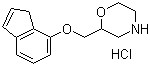 结构式 CAS# 65043-22-3, 盐酸茚洛秦; 2-(3H-茚-4-基氧甲基)吗啉盐酸盐