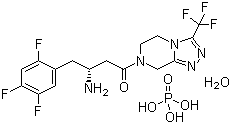 structure of CAS# 654671-77-9, Sitagliptin phosphate monohydrate;7-[(3R)-3-Amino-1-oxo-4-(2,4,5-trifluorophenyl)butyl]-5,6,7,8-tetrahydro-3-(trifluoromethyl)-1,2,4-triazolo[4,3-a]pyrazine phosphate monohydrate