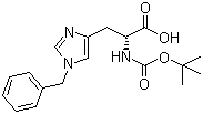 structure of CAS# 65717-64-8, N-Boc-1-phenylmethyl-D-histidine;N-[(1,1-Dimethylethoxy)carbonyl]-1-phenylmethyl-D-histidine