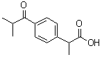 结构式 CAS# 65813-55-0, alpha-甲基-4-(2-甲基-1-氧代丙基)苯乙酸