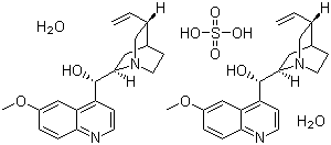 structure of CAS# 6591-63-5, Quinidine sulfate dihydrate;(S)-[(4S,5R,7R)-5-Ethenyl-1-azabicyclo[2.2.2]octan-7-yl]-(6-methoxyquinolin-4-yl)methanol sulfate dihydrate