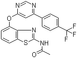 结构式 CAS# 659730-32-2, N-[4-[[6-[4-(三氟甲基)苯基]-4-嘧啶基]氧基]-2-苯并噻唑基]乙酰胺