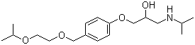 structure of CAS# 66722-44-9, Bisoprolol;1-[4-[2-(1-Methylethoxy)ethoxymethyl]phenoxy]-3-(1-methylethylamino)propan-2-ol