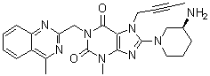 结构式 CAS# 668270-11-9, 8-[(3S)-3-氨基-1-哌啶基]-7-(2-丁炔基)-3,7-二氢-3-甲基-1-[(4-甲基-2-喹唑啉基)甲基]-1H-嘌呤-2,6-二酮