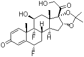 结构式 CAS# 67-73-2, 醋酸肤轻松; 醋酸氟轻松; 11b-羟基-16a,17-[(1-甲基亚乙基)-双(氧)]-21-(乙酰氧基)-6a,9-二氟孕甾-1,4-二烯-3,20-二酮