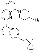 structure of CAS# 670220-88-9, Crenolanib;ARO 002; CP 868596; [1-[2-[5-(3-Methyloxetan-3-ylmethoxy)benzimidazol-1-yl]quinolin-8-yl]piperidin-4-yl]amine