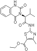 结构式 CAS# 672926-32-8, 2-[[(2S)-2-(1,4-二氢-2,4-二氧代-3(2H)-喹唑啉基)-3-甲基-1-氧代丁基]氨基]-4-甲基-5-噻唑羧酸乙酯