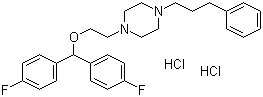 结构式 CAS# 67469-78-7, 伐诺司林二盐酸盐; 1-(2-[双(4-氟苯基)甲氧基]乙基)-4-(3-苯基丙基)哌嗪二盐酸盐