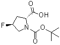 结构式 CAS# 681128-50-7, (2R,4S)-1-(叔丁氧羰基)-4-氟吡咯烷-2-羧酸