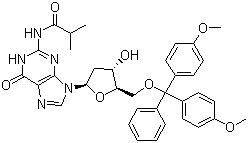 structure of CAS# 68892-41-1, 5'-O-Dimethoxytrityl-N-isobutyryl-deoxyguanosine;5'-O-(4,4'-Dimethoxytrityl)-N2-isobutyryl-2'-deoxyguanosine