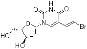 结构式 CAS# 69304-47-8, 溴夫定; 溴乙烯尿苷; 5-[(E)-2-溴乙烯基]-1-[(2R,4S,5R)-4-羟基-5-(羟甲基)氧杂环戊-2-基]嘧啶-2,4-二酮