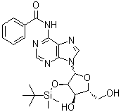 结构式 CAS# 69504-07-0, N6-苯甲酰基-2'-O-(叔丁基二甲基硅烷基)腺苷