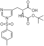 结构式 CAS# 69541-68-0, N-Boc-N'-对甲苯磺酰基-D-组氨酸; N-叔丁氧羰基-N'-对甲苯磺酰基-D-组氨酸