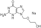结构式 CAS# 69657-51-8, 阿昔洛韦钠; 9-(2-羟乙氧甲基)鸟嘌呤钠