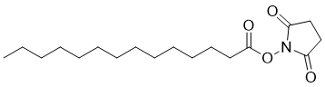 structure of CAS# 69888-86-4, 2,5-Dioxopyrrolidin-1-YL tetradecanoate;Succinimidyl myristate