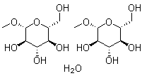结构式 CAS# 7000-27-3, 甲基 beta-D-吡喃葡萄糖苷半水合物