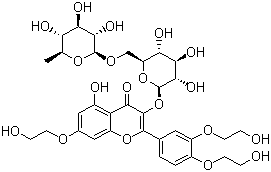 structure of CAS# 7085-55-4, Troxerutin;Trihydroxyethylrutin; 3',4',7-Tris[O-(2-hydroxyethyl)]rutin
