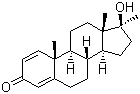 structure of CAS# 72-63-9, Metandienone;1-Dehydro-17a-methyltestosterone; 17a-methyl-17b-hydroxy-1,4-androstadien-3-one; 17beta-Hydroxy-17-methylandrosta-1,4-dien-3-one