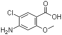 structure of CAS# 7206-70-4, 4-Amino-5-chloro-2-methoxybenzoic acid