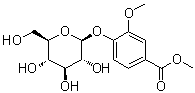 结构式 CAS# 72500-11-9, 4-(beta-D-吡喃葡萄糖基氧基)-3-甲氧基苯甲酸甲酯