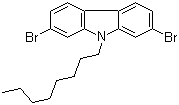 structure of CAS# 726169-75-1, 2,7-Dibromo-9-octyl-9H-carbazole;N-Octyl-2,7-dibromocarbazole