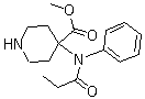 structure of CAS# 72996-78-2, Norcarfentanil;4-[(1-Oxopropyl)phenylamino]-4-piperidinecarboxylic acid methyl ester