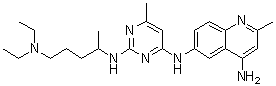 structure of CAS# 733767-34-5, N6-[2-[[4-(Diethylamino)-1-methylbutyl]amino]-6-methyl-4-pyrimidinyl]-2-methyl-4,6-quinolinediamine;NSC 23766