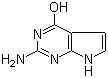 结构式 CAS# 7355-55-7, 2-氨基-4-羟基吡咯并[2,3-d]嘧啶