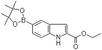 structure of CAS# 736990-02-6, 2-Ethoxycarbonylindole-5-boronic acid pinacol ester;5-(4,4,5,5-Tetramethyl-1,3,2-dioxaborolan-2-yl)indole-2-carboxylic acid ethyl ester; 5-(4,4,5,5-Tetramethyl-[1,3,2]dioxaborolan-2-yl)-1H-indole-2-carboxylic acid ethyl ester; Ethyl 5-(4,4,5,5-tetramethyl-1,3,2-dioxaborolan-2-yl)-1H-indole-2-carboxylate