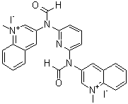 structure of CAS# 737763-37-0, 360 A iodide;3,3'-[2,6-Pyridinediylbis(carbonylimino)]bis[1-methylquinolinium] diiodide