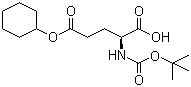 结构式 CAS# 73821-97-3, 叔丁氧羰基-L-谷氨酸 5-环己酯