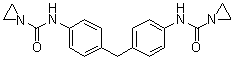 structure of CAS# 7417-99-4, 4,4'-Bis(3,3-ethyleneureido)diphenylmethane;Chemitite DZ 22; Chemitite DZ 22E; Chemitite DZ 22N; DZ 22; Diphenylmethane 4,4'-diethyleneurea; Diphenylmethane-4,4'-bis(N,N-diethyleneurea); Diphenylmethane-4,4'-bis(N,N-ethyleneurea); Diphenylmethane-4,4'-bis(ethyleneurea); FS 50; FS 50 (crosslinking agent); Millionate MEW; Millionate MEW-A; N,N'-(Methylenedi-4,1-phenylene)bis(1-aziridinecarboxamide); NSC 26234; SU 125F; XC 205; p,p'-Bis(ethyleneureido)diphenylmethane
