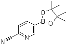 structure of CAS# 741709-63-7, 2-Cyanopyridine-5-boronic acid pinacol ester;6-Cyanopyridine-3-boronic acid pinacol ester; 5-(4,4,5,5-Tetramethyl-1,3,2-dioxaborolan-2-yl)picolinonitrile