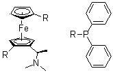 结构式 CAS# 74311-56-1, (2S)-1-[(1R)-1-(二甲基氨基)乙基]-1',2-双(二苯基膦)二茂铁