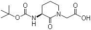 structure of CAS# 74411-97-5, (S)-2-(3-(tert-Butoxycarbonylamino)-2-oxopiperidin-1-yl)acetic acid