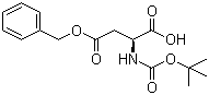 结构式 CAS# 7536-58-5, Boc-L-天冬氨酸 4-苄酯; N-叔丁氧羰基-L-天冬氨酸 4-苄酯