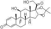 结构式 CAS# 76-25-5, 曲安奈德; 9-氟-11b,21-二羟基-16a,17-[(1-甲基亚乙基)双(氧)]-孕甾-1,4-二烯-3,20-二酮