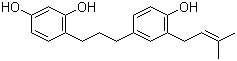 结构式 CAS# 76045-49-3, 构树宁 C; 沙纸宁 C; 4-[3-(4-羟基-3-异戊烯基苯基)丙基]-1,3-苯二醇