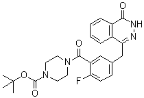structure of CAS# 763114-04-1, tert-Butyl 4-[2-fluoro-5-[(4-oxo-3,4-dihydrophthalazin-1-yl)methyl]benzoyl]piperazin-1-carboxylate