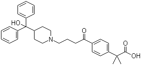 结构式 CAS# 76811-98-8, 4-((4-(4-羟基二苯甲基)-1-哌啶基)-1-氧代丁基)-a,a-二甲基苯乙酸