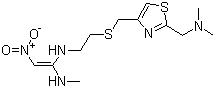 structure of CAS# 76963-41-2, Nizatidine;N-(2-(((2-((dimethylamino)methyl)-4-thiazolyl)methyl)thio)ethyl)-N'-methyl-2-nitro-1,1-ethenediamine