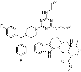 Almitrine-raubasine molecular structure (CAS 76997-30-3)