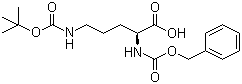 structure of CAS# 7733-29-1, N-Cbz-N'-Boc-L-ornithine;Cbz-Orn(Boc)-OH; N-Benzyloxycarbonyl-N'-(tert-butoxycarbonyl)-L-ornithine
