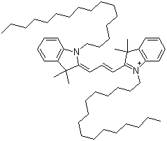 结构式 CAS# 78566-75-3, 1-十六烷基-2-[3-(1-十六烷基-1,3-二氢-3,3-二甲基-2H-吲哚-2-亚基)-1-丙烯-1-基]-3,3-二甲基-3H-吲哚鎓