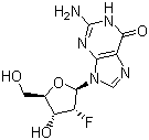 结构式 CAS# 78842-13-4, 2'-脱氧-2'-氟鸟苷; 2'-氟脱氧鸟苷